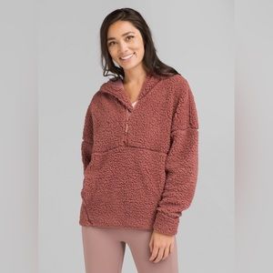 Prana permafrost mauve pink half zip Sherpa pullover